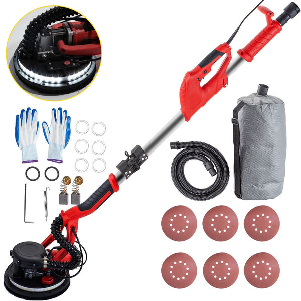 Drywall Sander 850W, Electric Drywall Sander, Electric Sander, with LED Strip Light and Vacuum Bag, Variable Speed 800 1750 RPM, Foldable Sheetrock