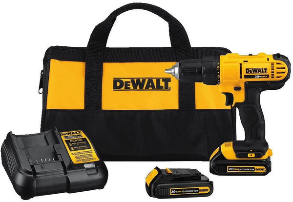 DEWALT 20V Max Cordless Drill/Driver Kit, Compact, 1/2 Inch (DCD771C2), Yellow
