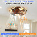 Industrial Cage Ceiling Fan Low Profile 7 Blade Fan with Remote & Light Modern Rustic Cooling for Small Spaces